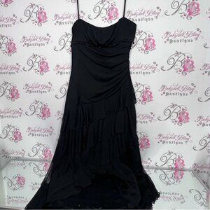 City triangles dress gown tiered ruffle frilly detail beaded black milkmaid tank
